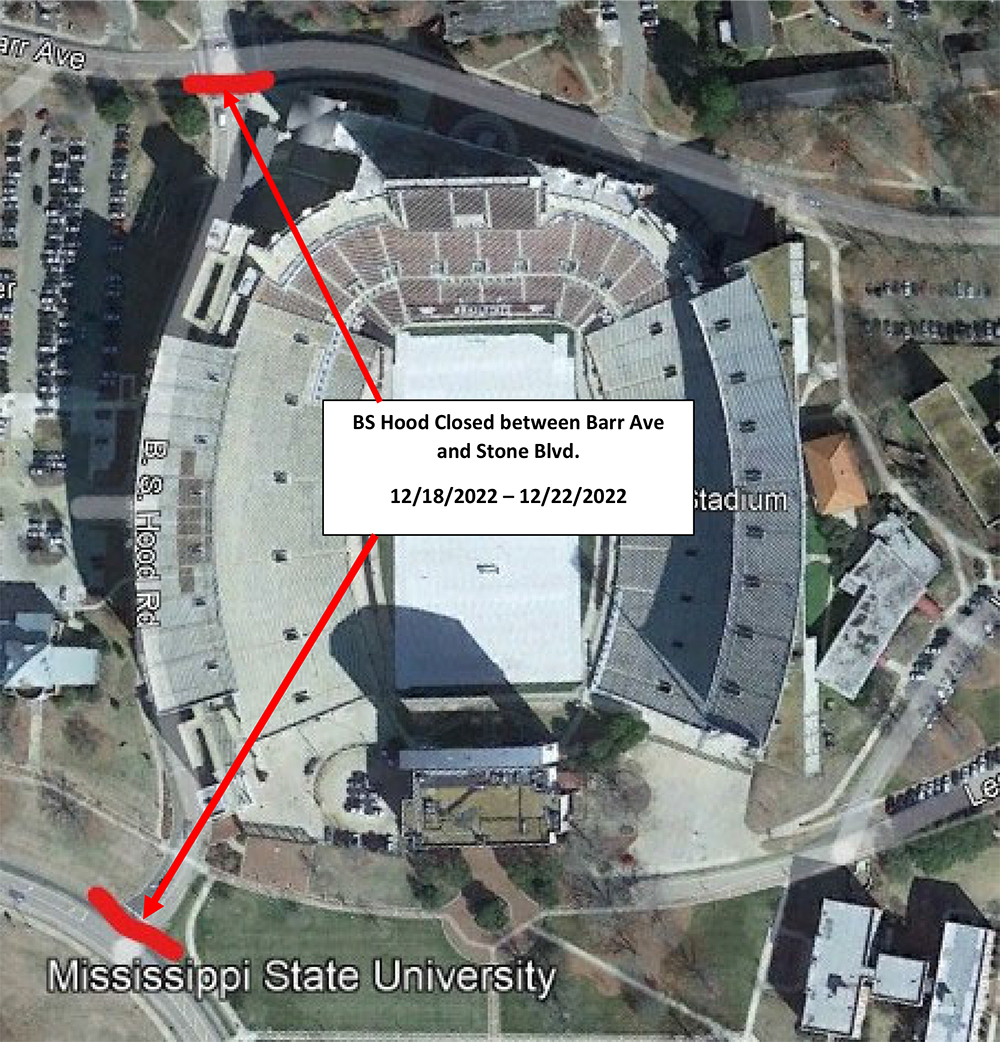 B.S. Hood Drive closing temporarily for Davis Wade Stadium repair